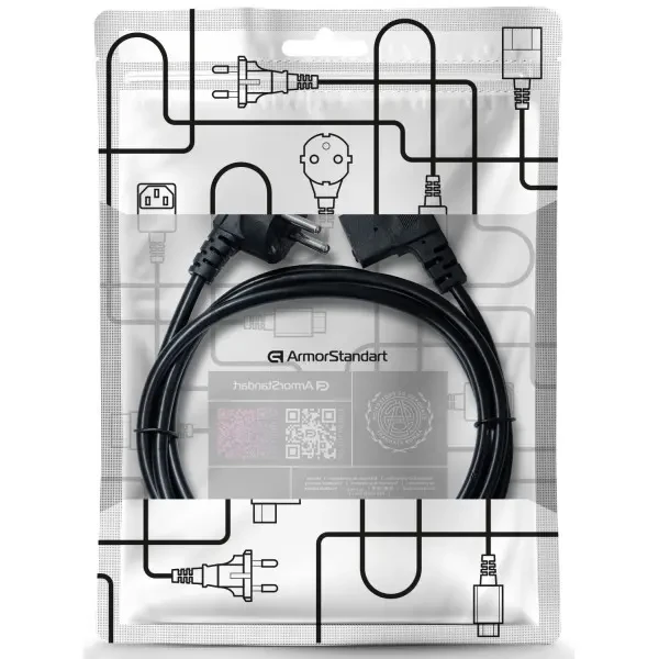 Кабель живлення ArmorStandart CEE 7/7 - С13 кутовий 1.8м black (ARM73124) 2