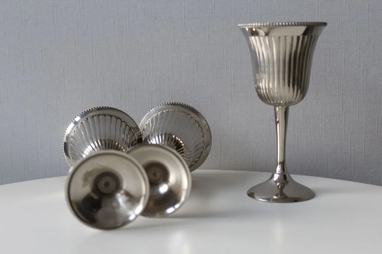 Бокалы, белая бронза, Англия, 14,7 см, 3 шт 5