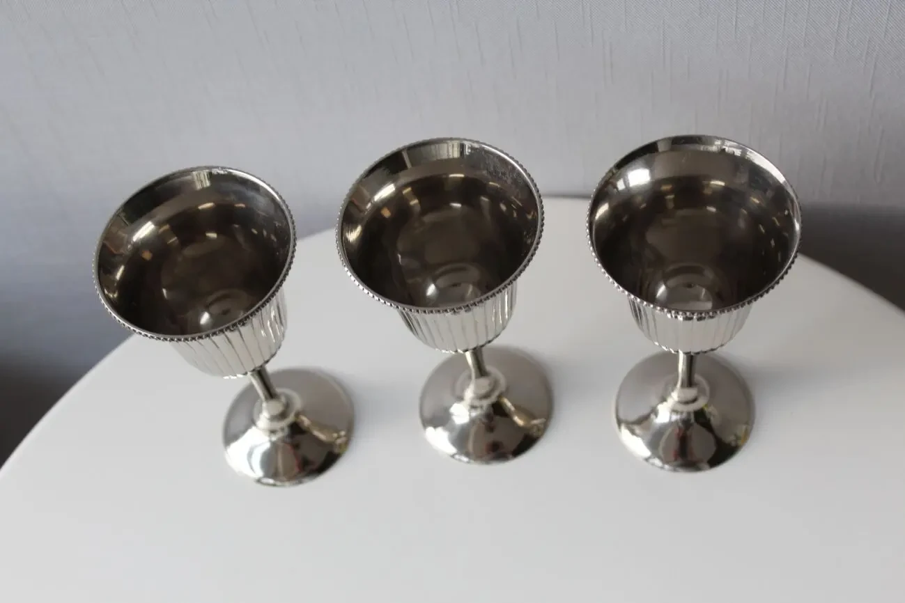 Бокалы, белая бронза, Англия, 14,7 см, 3 шт 3