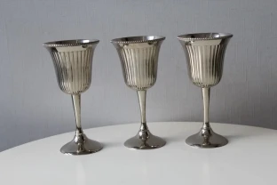 Бокалы, белая бронза, Англия, 14,7 см, 3 шт