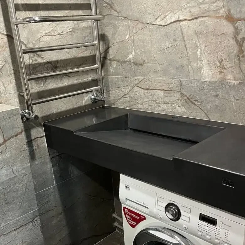 Щелевой умывальник из бетона, столешница в ванную, раковина,мойка лофт 2