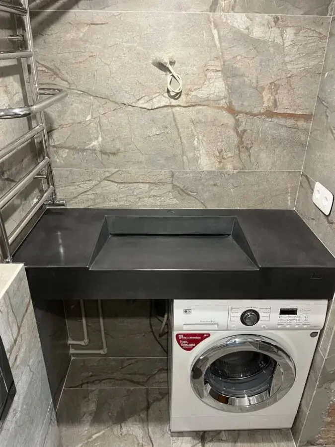 Щелевой умывальник из бетона, столешница в ванную, раковина,мойка лофт