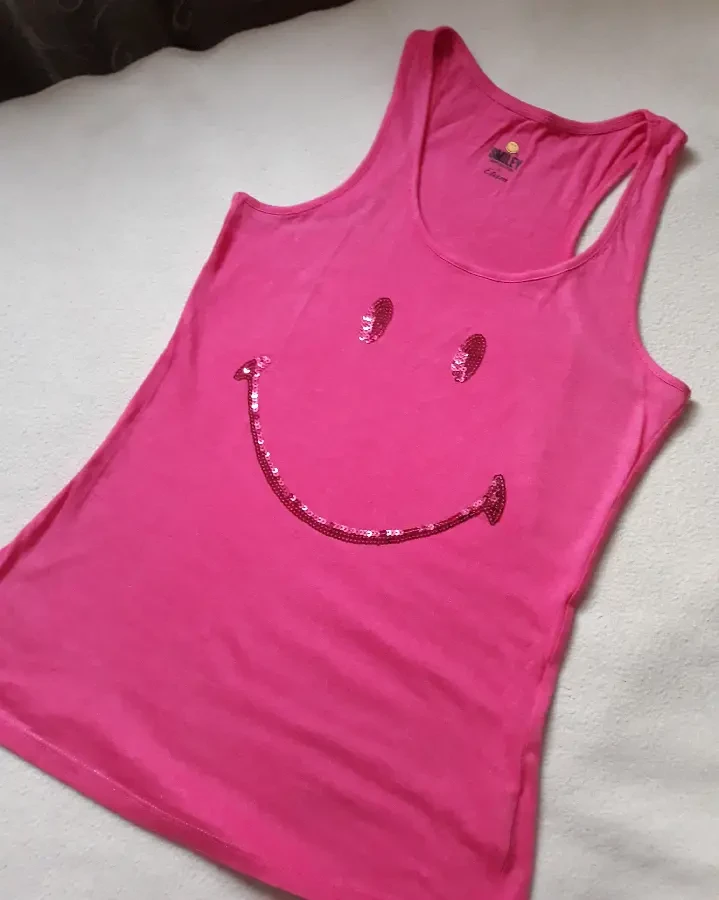 Майка розовая маечка в пайетки Etam размер XS 155/76A Франция 6
