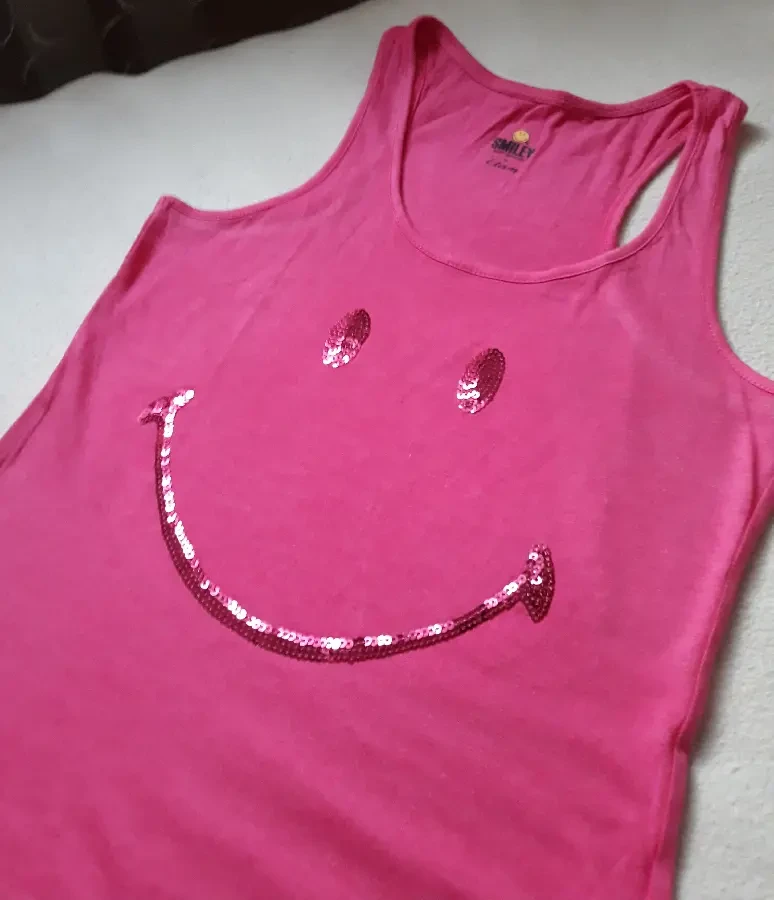Майка розовая маечка в пайетки Etam размер XS 155/76A Франция 3