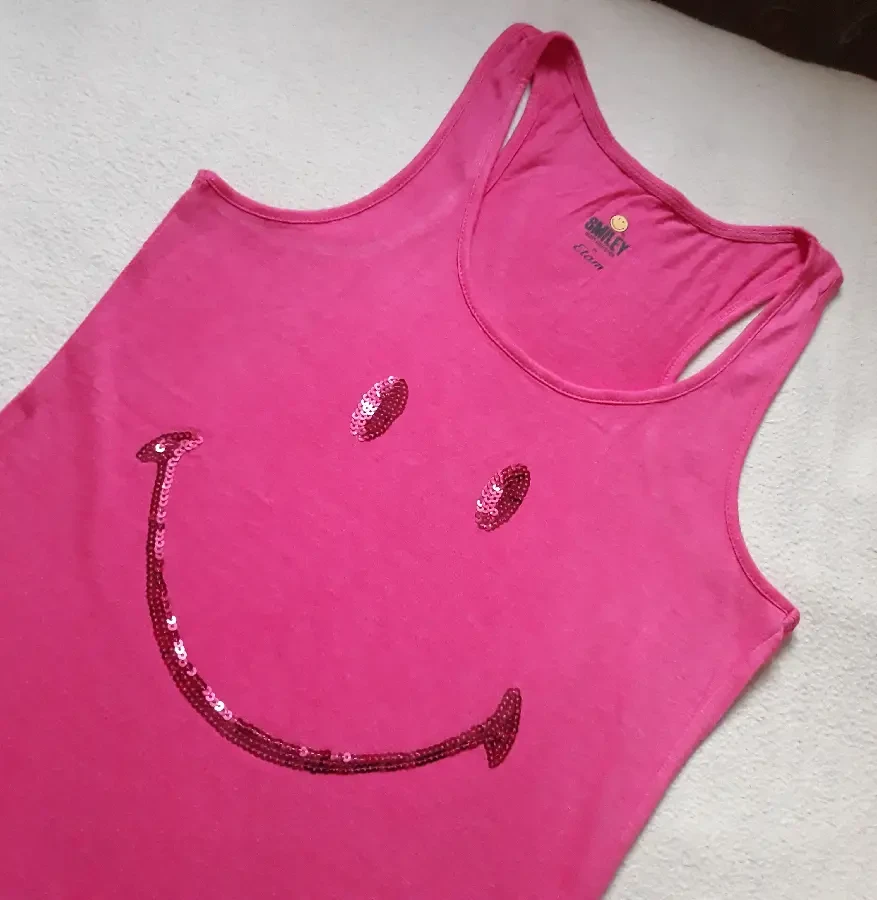 Майка розовая маечка в пайетки Etam размер XS 155/76A Франция