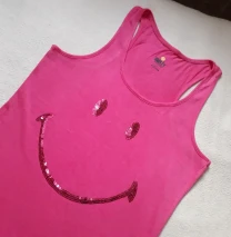 Майка розовая маечка в пайетки Etam размер XS 155/76A Франция