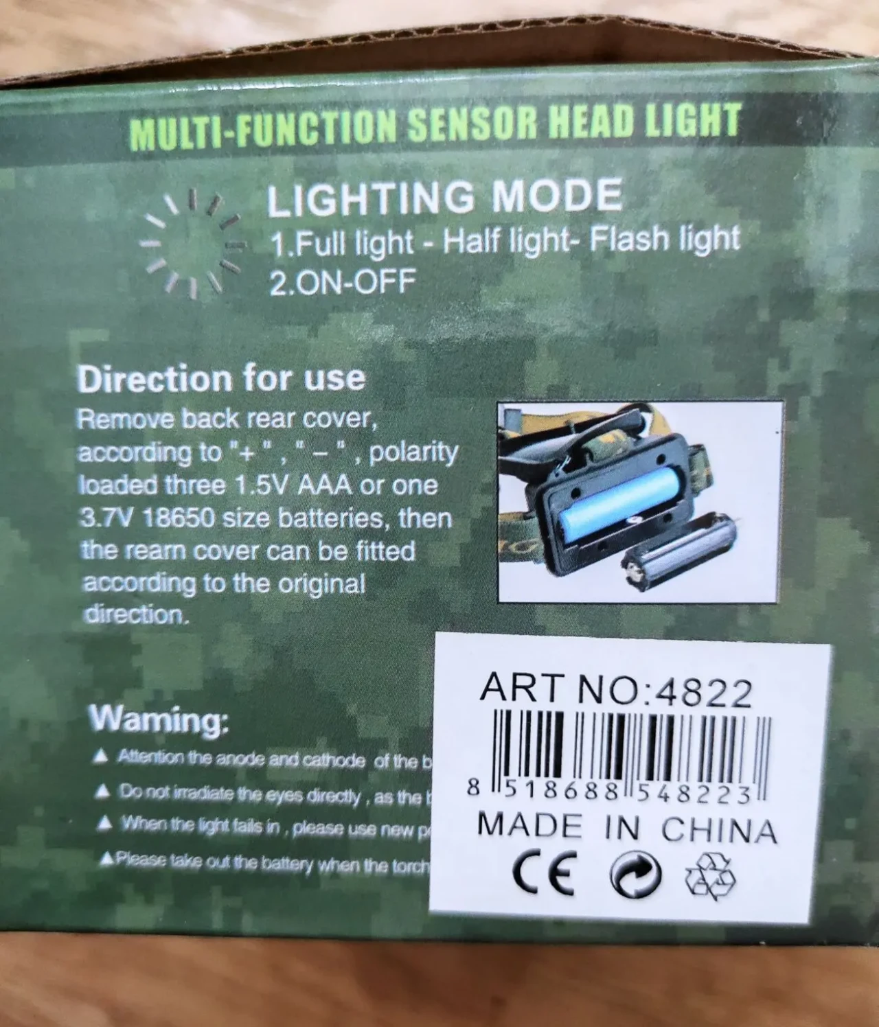 Ліхтар налобний акумуляторний з датчиком руху bl-6616 6