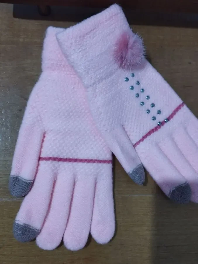 Перчатки детские для девочек распродажа. Корона зима/осень розовые , к 2