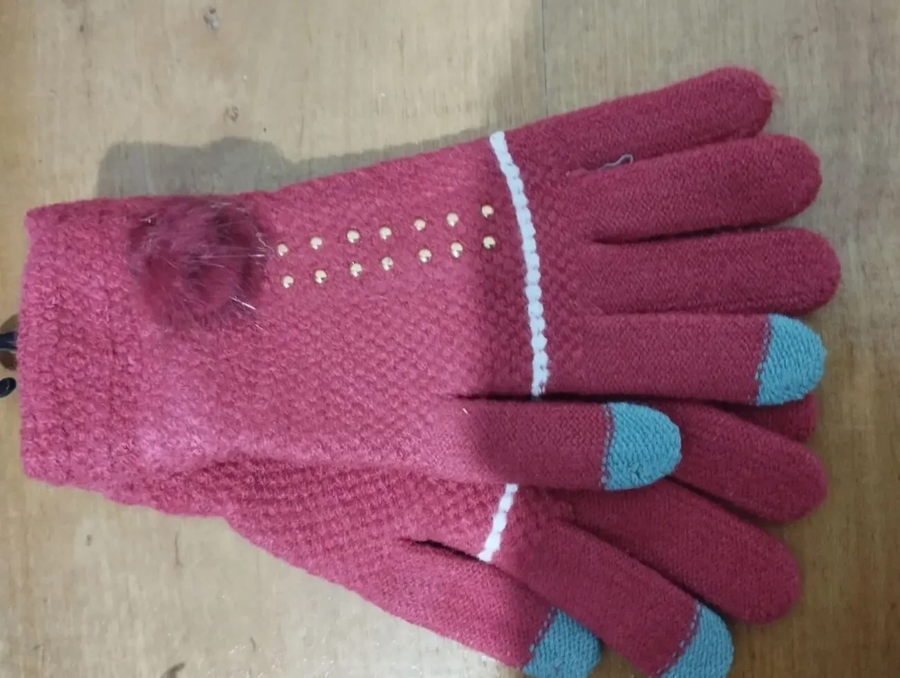 Перчатки детские для девочек распродажа. Корона зима/осень розовые , к 4
