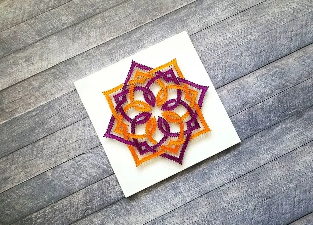 Картина жар-птица, стринг арт мандала, белый декор на стену 6