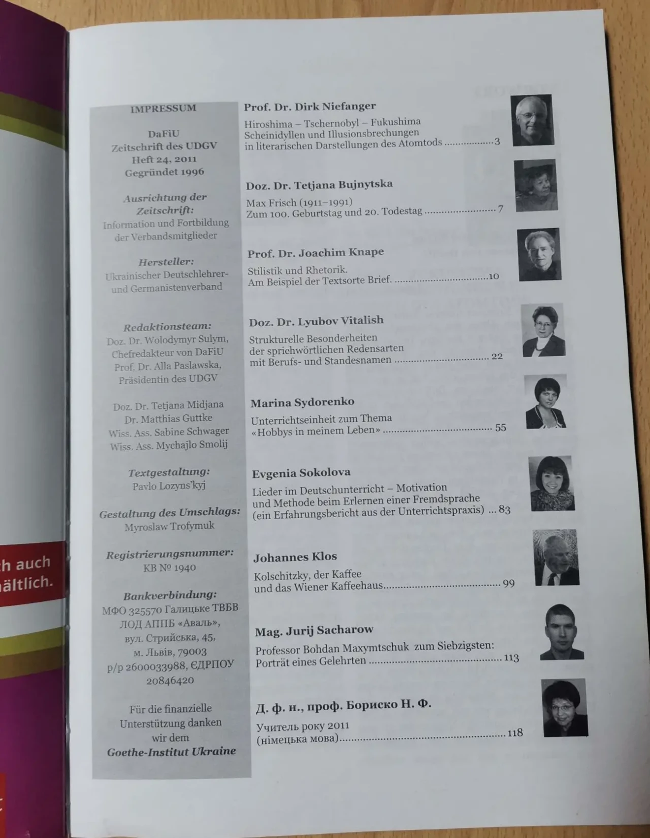DaFiU 20/2008, 24/2011. Журнали німецькою мовою 8