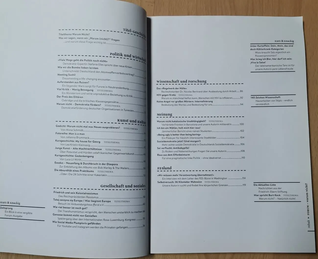 Forum. Stipendisches Magazin der Friedrich-Ebert-Stiftung. Warum nicht 3