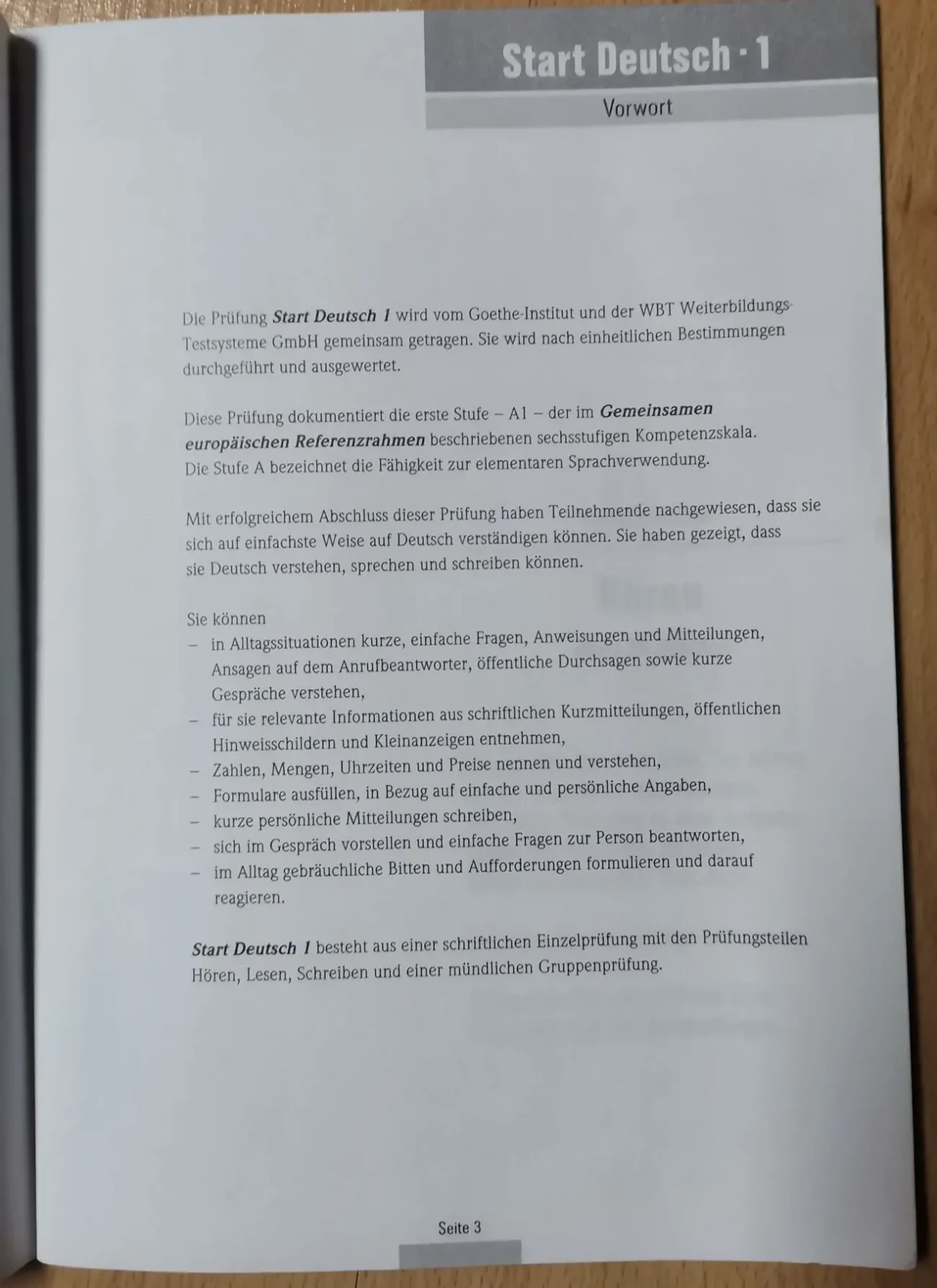 Start Duetsch 1. Deutschprüfungen für Erwachsene. Modellsatz A1 3