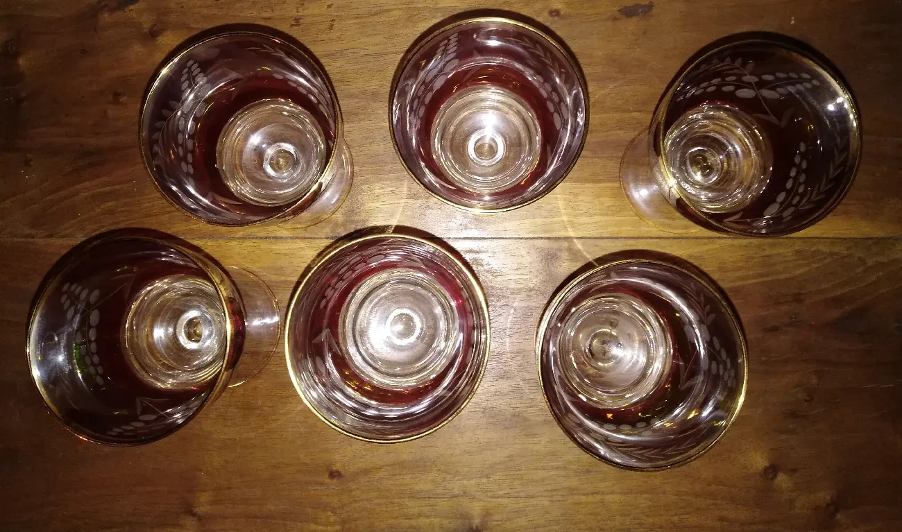 Келишки, кольорове скло з позолотою, СРСР 2