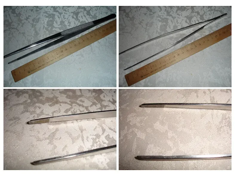 ПИНЦЕТ/пінцет металевий, 25 см з насічками і 20 см з гачком. НОВІ ссср 4