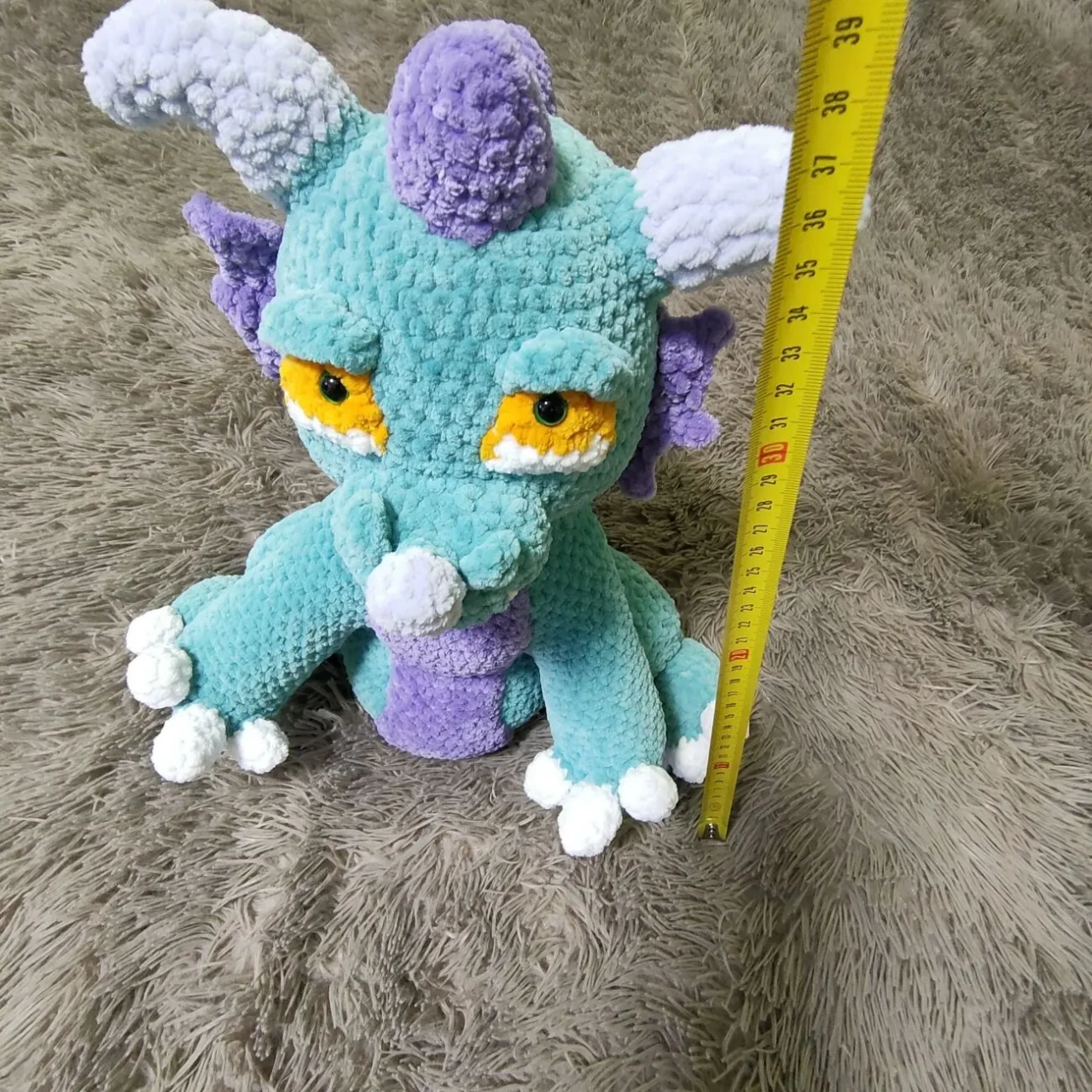 іграшка мяка вязана дракончик. динозаврик іграшка велика мяка плюшева 6