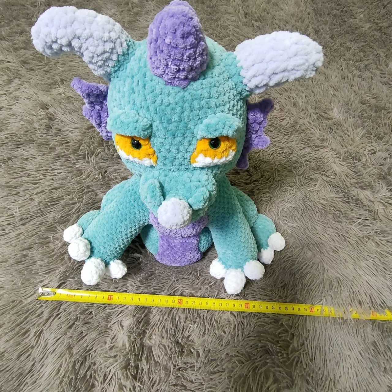 іграшка мяка вязана дракончик. динозаврик іграшка велика мяка плюшева 5