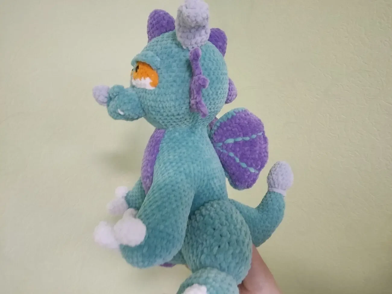 іграшка мяка вязана дракончик. динозаврик іграшка велика мяка плюшева 2