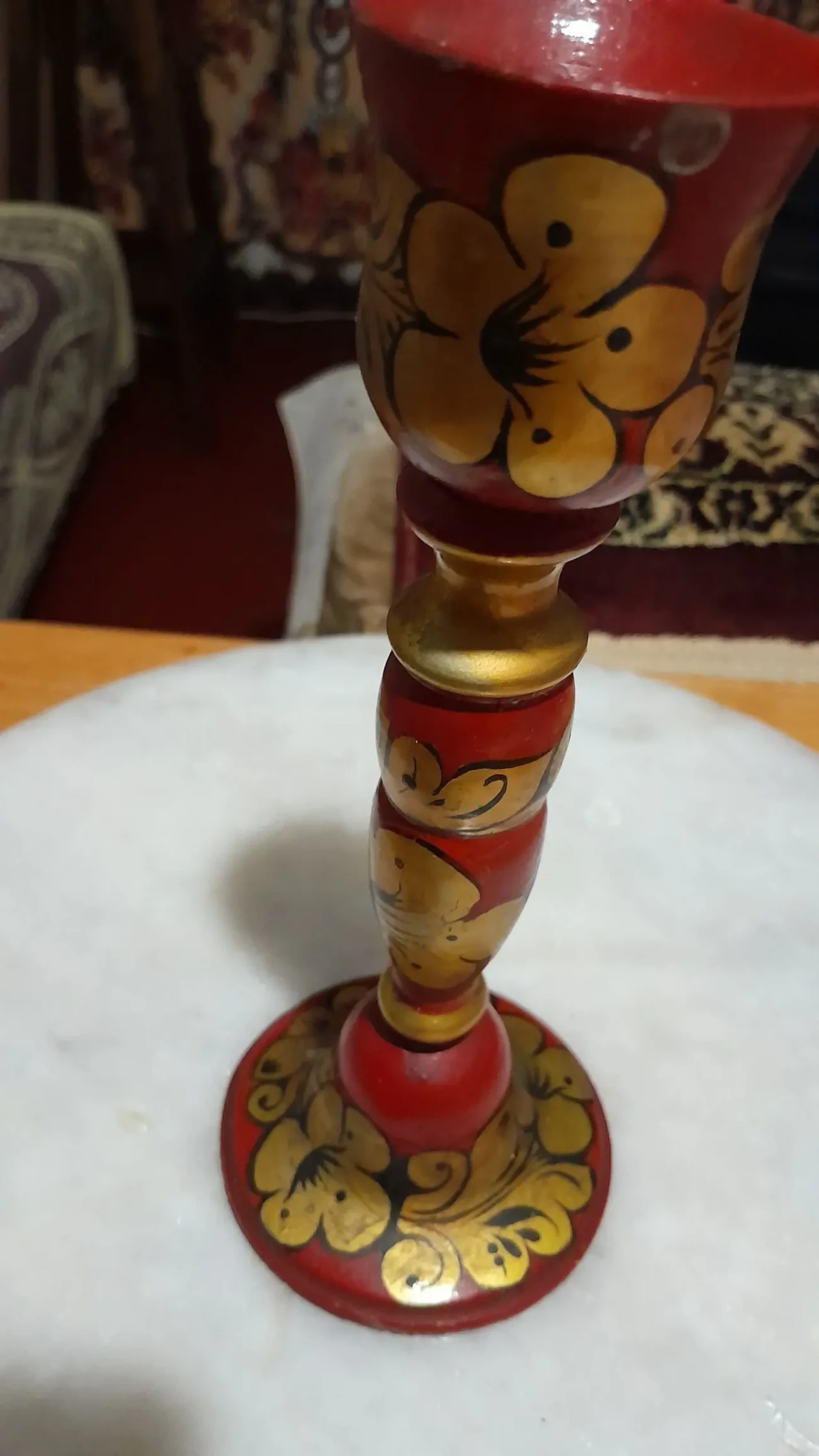 Красивый Деревянный подсвечник. Хохлома.. Ретро 9