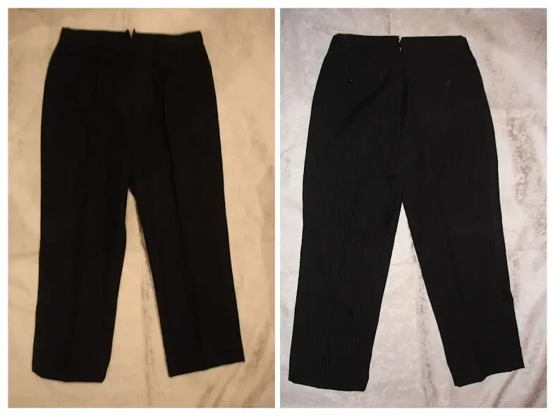 ШТАНЫ/брюки/капрі S/42 р., чорні у вертик. смужку, теплі. Для дівчат