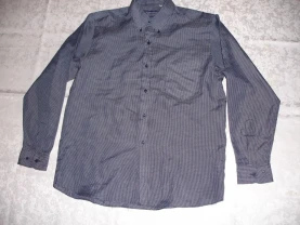 РУБАШКА/сорочка синя, комір 40-41, в дрібно-білу клітинку,рукав довгий