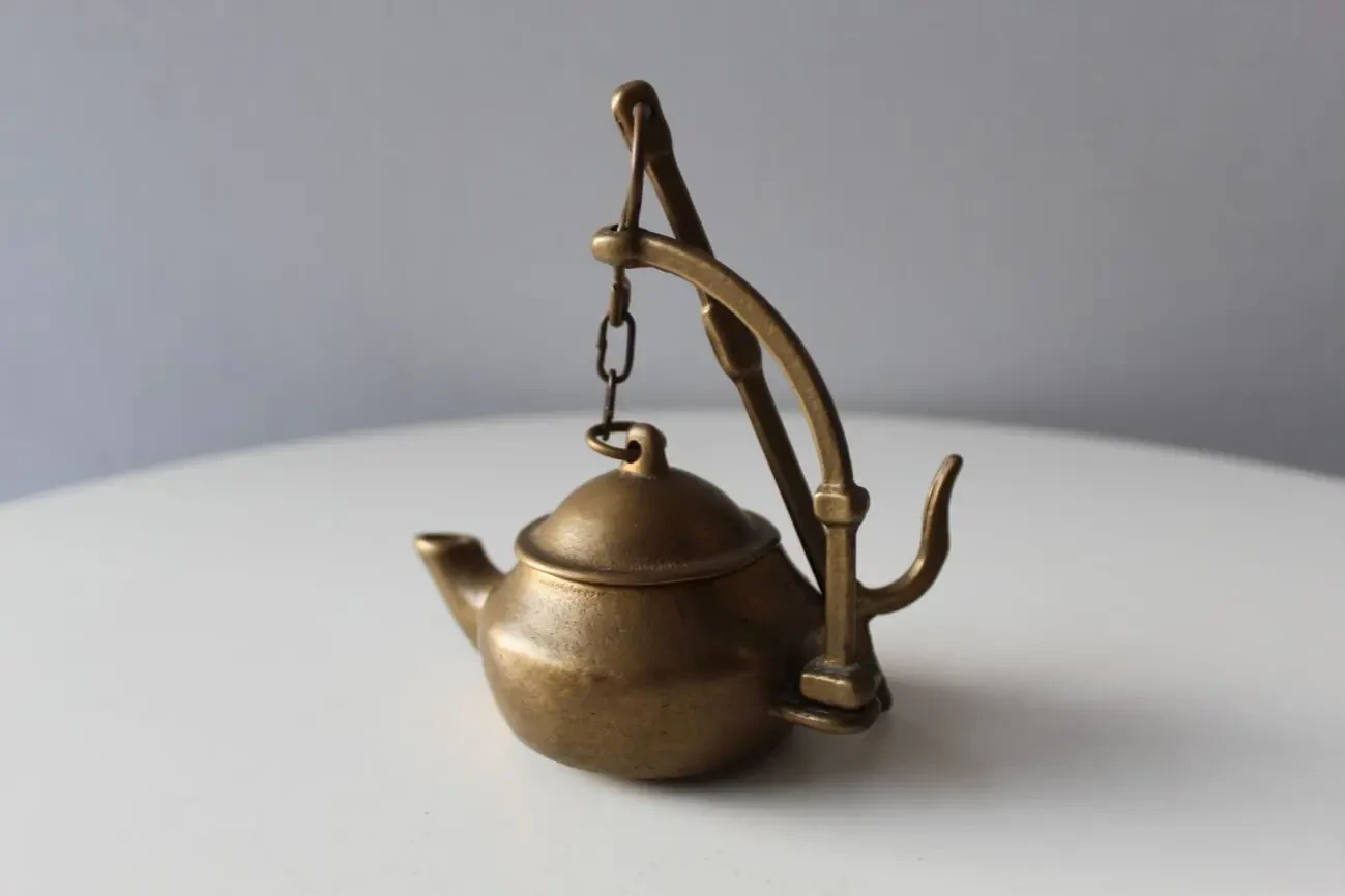 Масляная лампа, чайник, бронза, Дания, старинная 8
