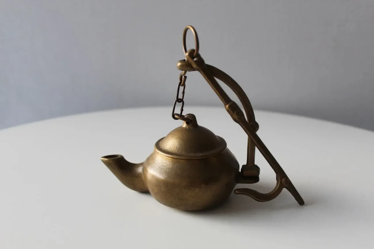 Масляная лампа, чайник, бронза, Дания, старинная