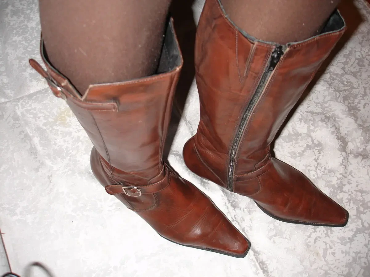 Сапоги/ЧОБОТИ 39 р., ШКІРА, коричнево-руді, демісезон, високі. 8