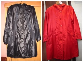 ПЛАЩ М-ка - чорний і червоний; з капюшоном; утеплений демісезон.