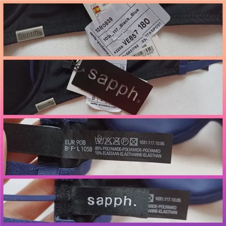 Sapph EUR 90B Бюстгальтер с портупеей поролон косточка черный т синий 9