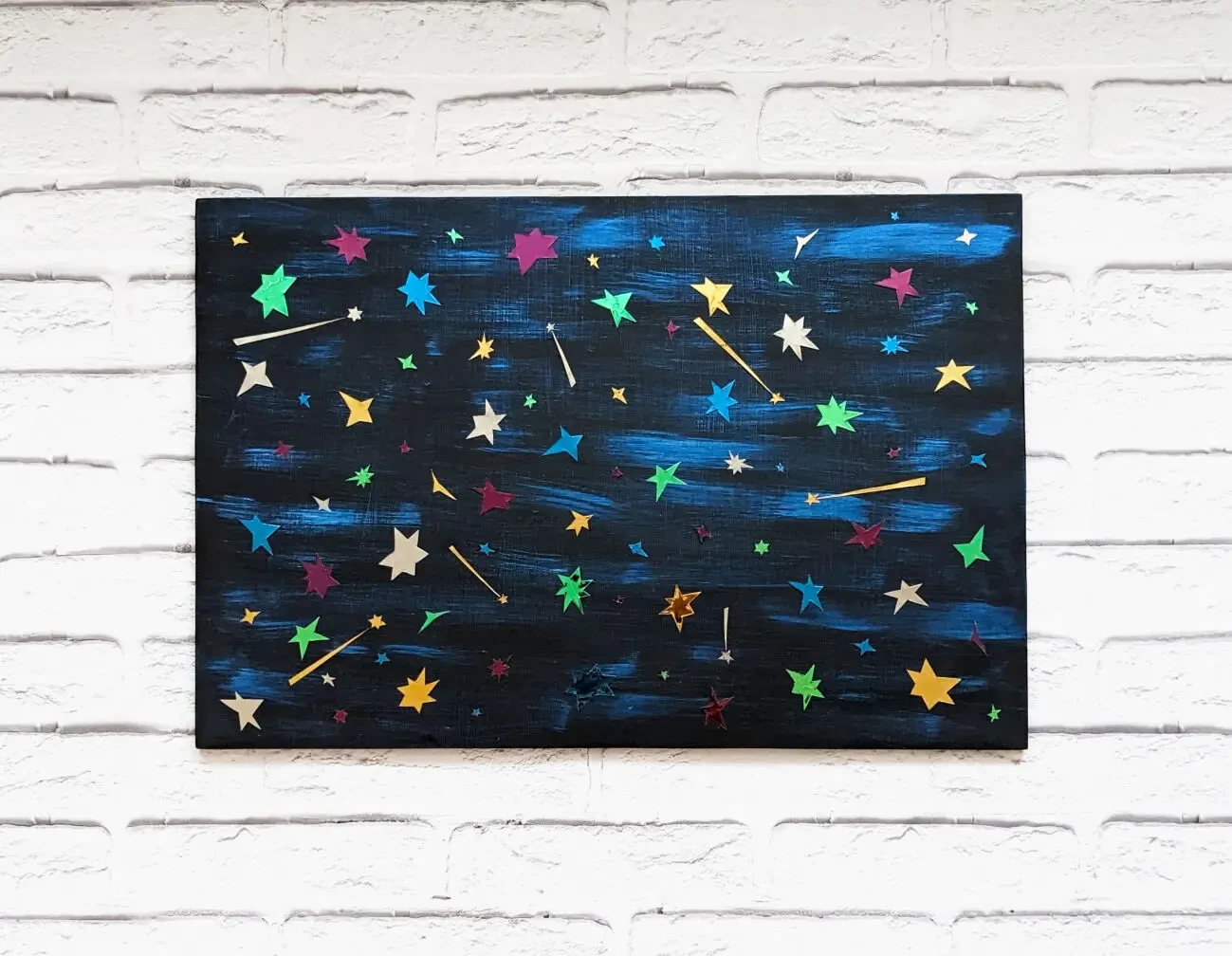Картина звездопад, зеркальное панно, декор из металла звездная ночь 6
