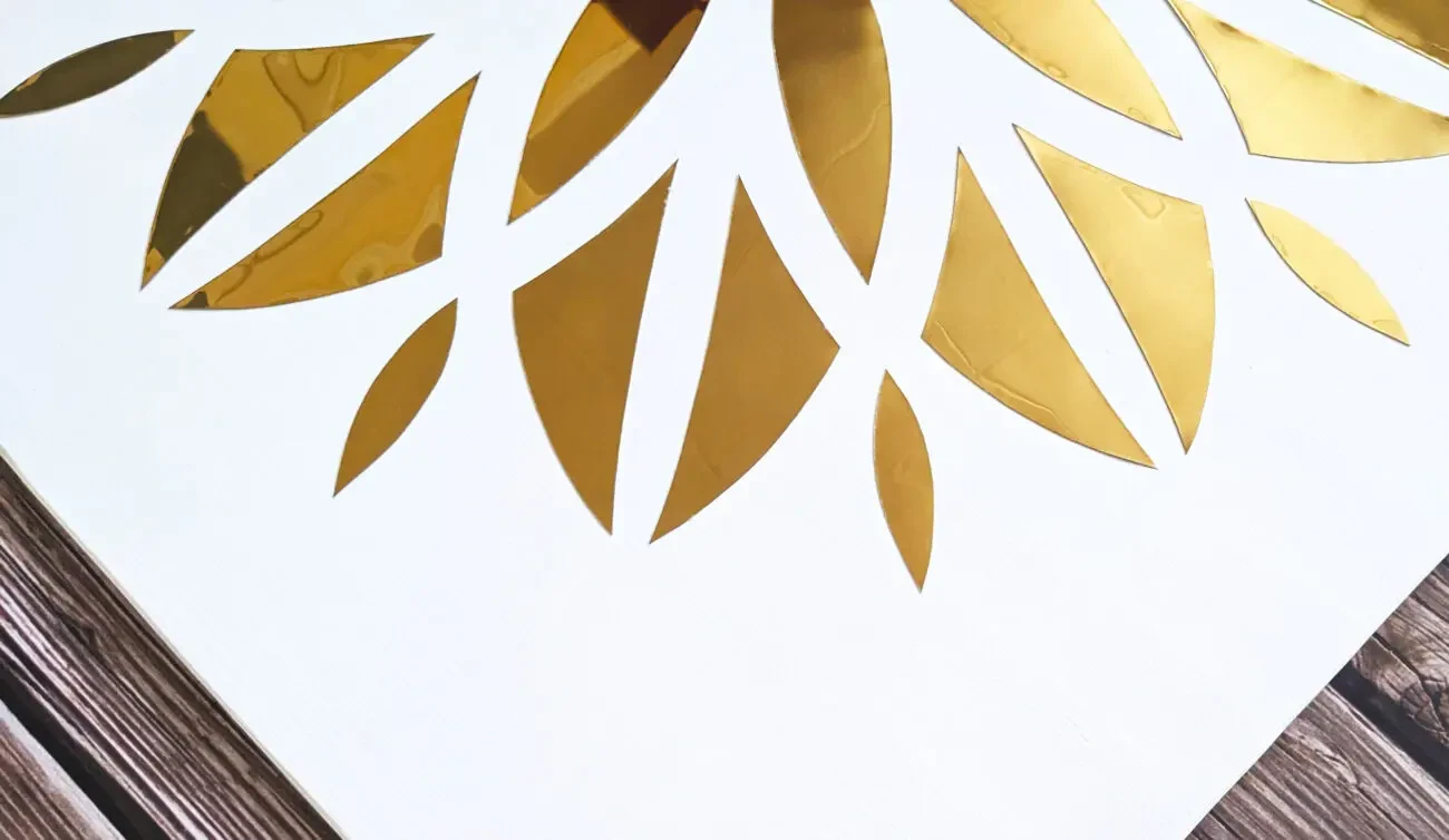 Картина абстрактный золотой цветок, зеркальная картина металл 9