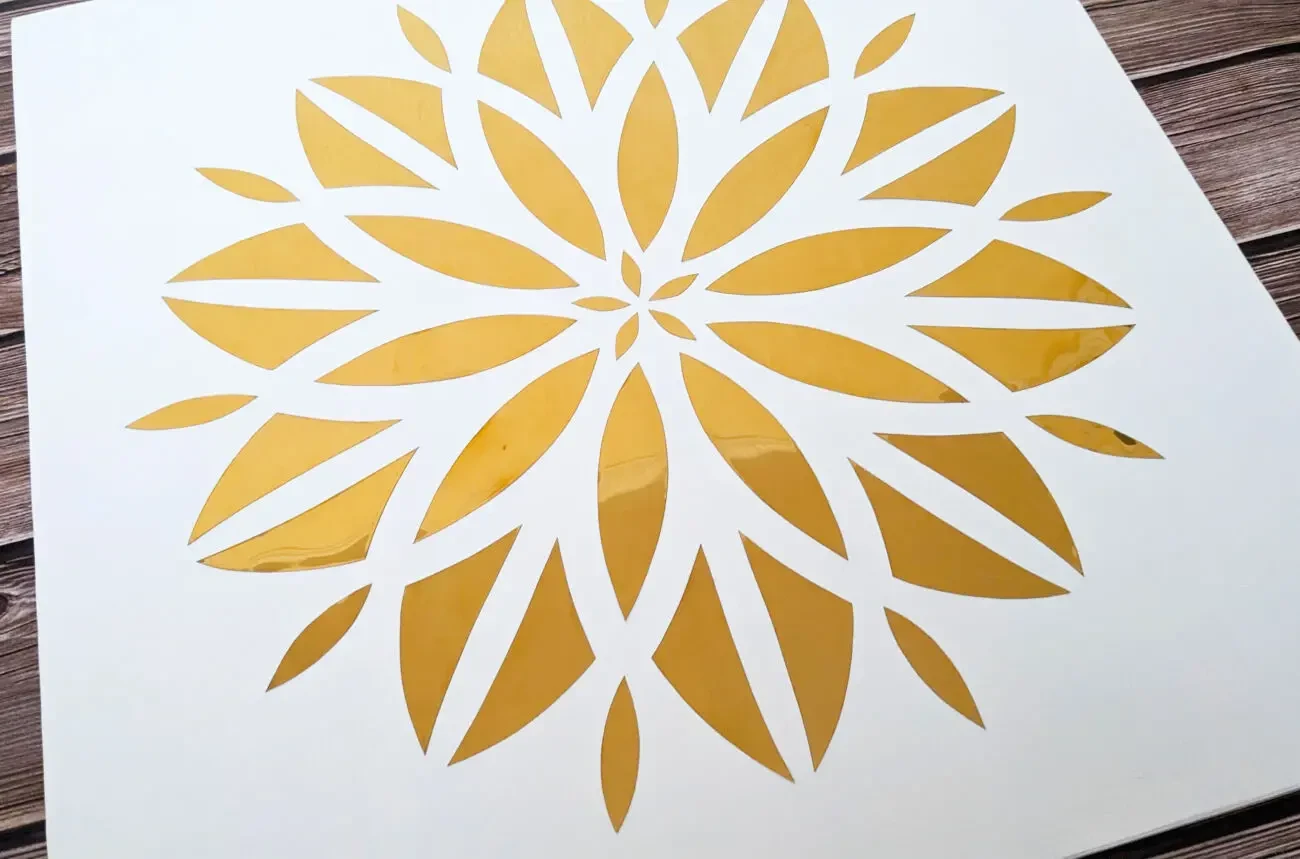 Картина абстрактный золотой цветок, зеркальная картина металл 3