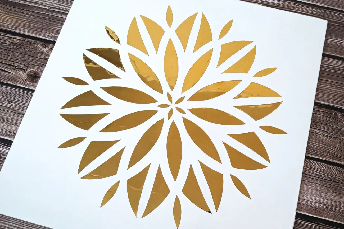 Картина абстрактный золотой цветок, зеркальная картина металл 5