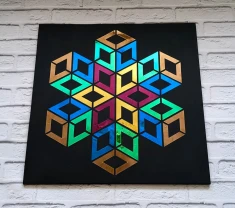 Картина цветная геометрия, кубик рубика, мандала арт, декор яркий