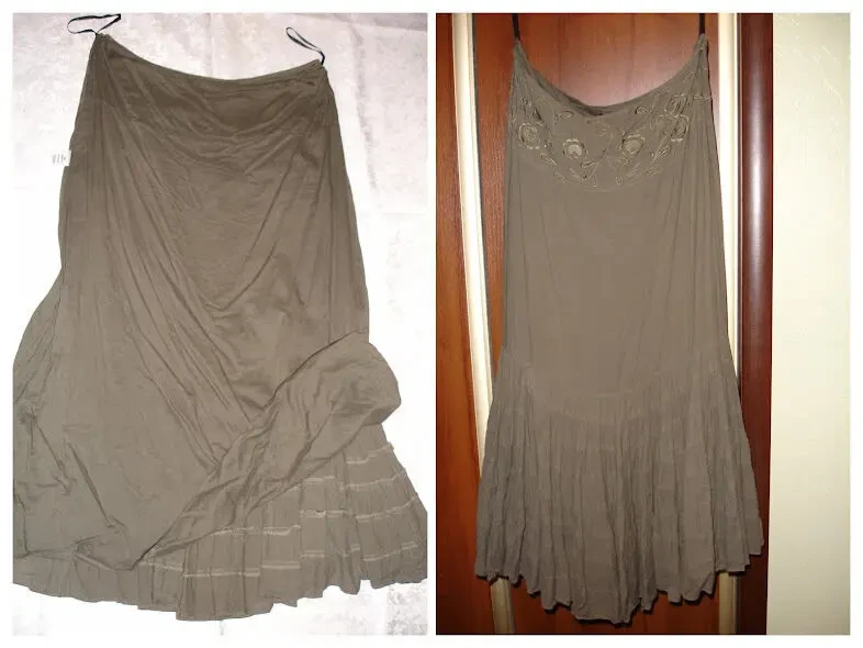 Юбка/СПІДНИЦЯ М-ка з вишивкою, оливкового кольору, довга, підкладка