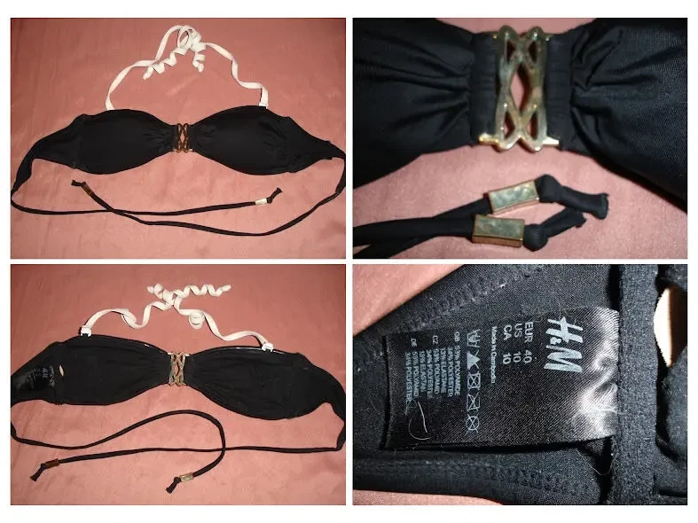 КУПАЛЬНИК М-ка роздільний: ЧОРНИЙ ліф + БІЛІ плавки. На зав'язки. 4