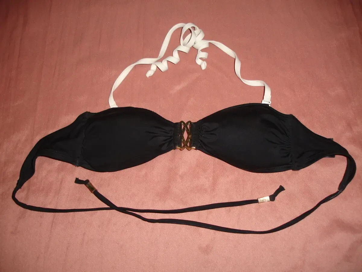 КУПАЛЬНИК М-ка роздільний: ЧОРНИЙ ліф + БІЛІ плавки. На зав'язки. 3