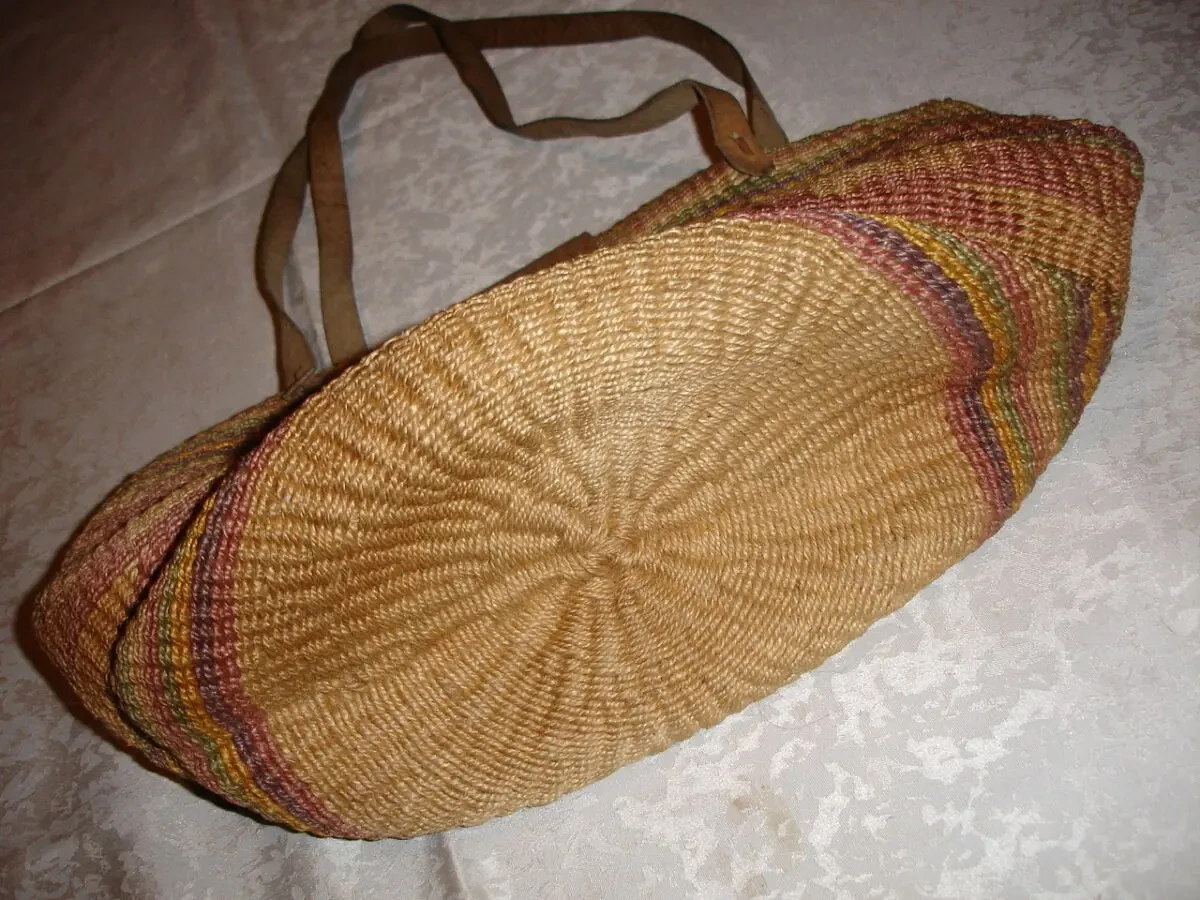 СУМКА плетена 41 х 32 см НАТУРАЛЬНА. Ручки ШКІРА. На плече. Жіноча. 4