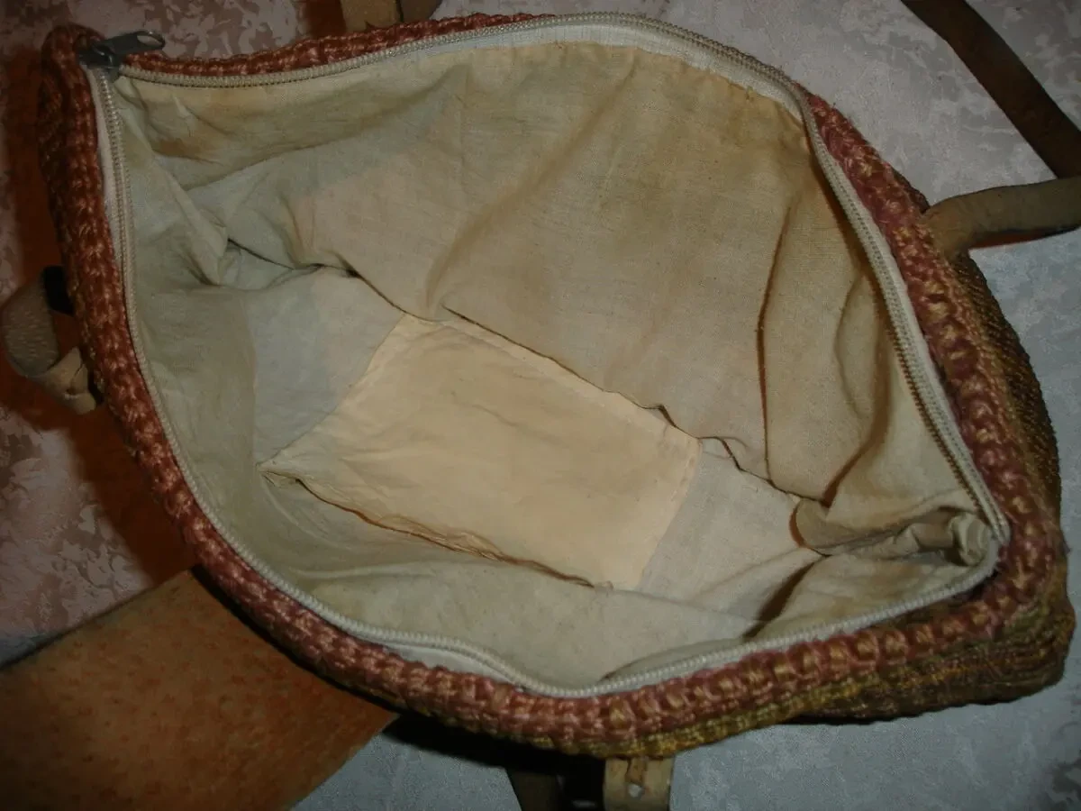 СУМКА плетена 41 х 32 см НАТУРАЛЬНА. Ручки ШКІРА. На плече. Жіноча. 6