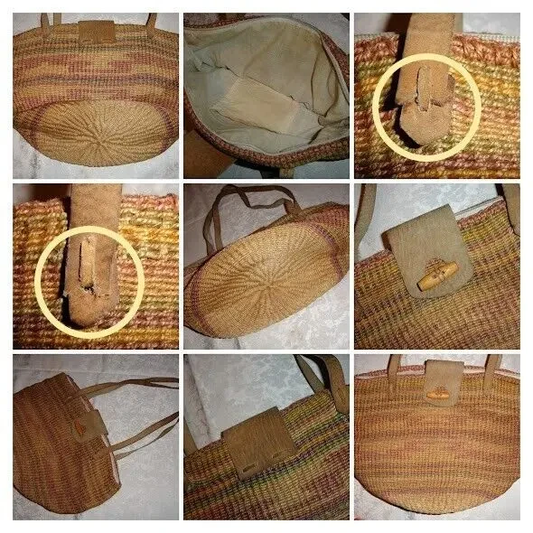 СУМКА плетена 41 х 32 см НАТУРАЛЬНА. Ручки ШКІРА. На плече. Жіноча. 10