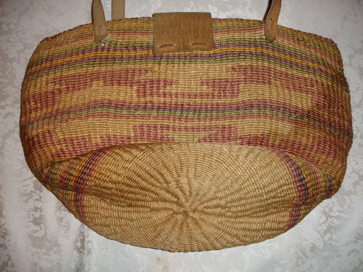 СУМКА плетена 41 х 32 см НАТУРАЛЬНА. Ручки ШКІРА. На плече. Жіноча. 3