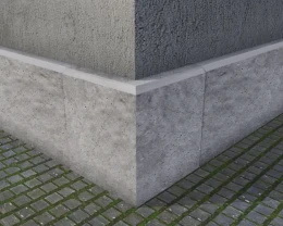 Цоколь із бетонних плит,готовий пиріг облицювання будівлі з пінопласто