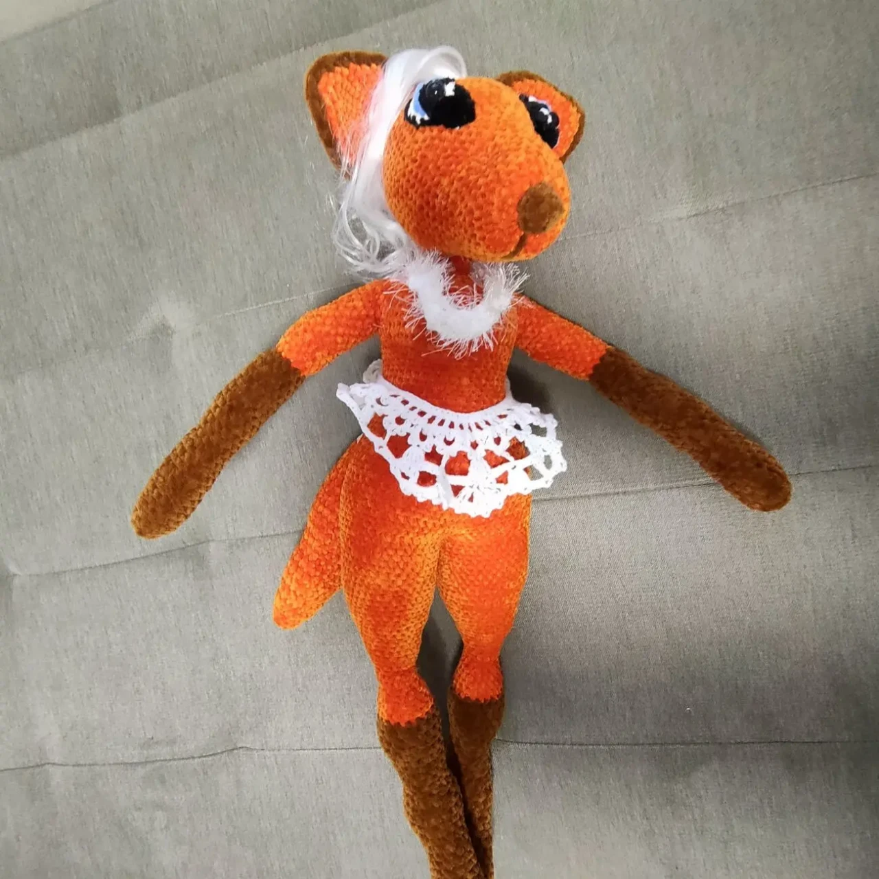 іграшка лисичка.лисиця  іграшка мяка вязана крючком ручна робота 5