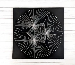 Картина Алмаз, серебристый декор, стринг арт геометрия