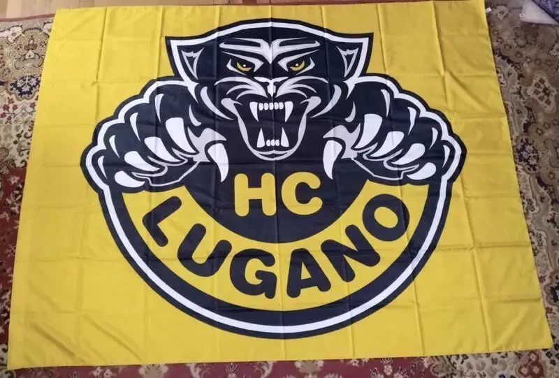 Большой хоккейный флаг HC Lugano