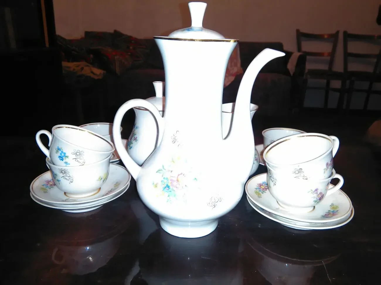 Сервиз кофейный с позолотой 3