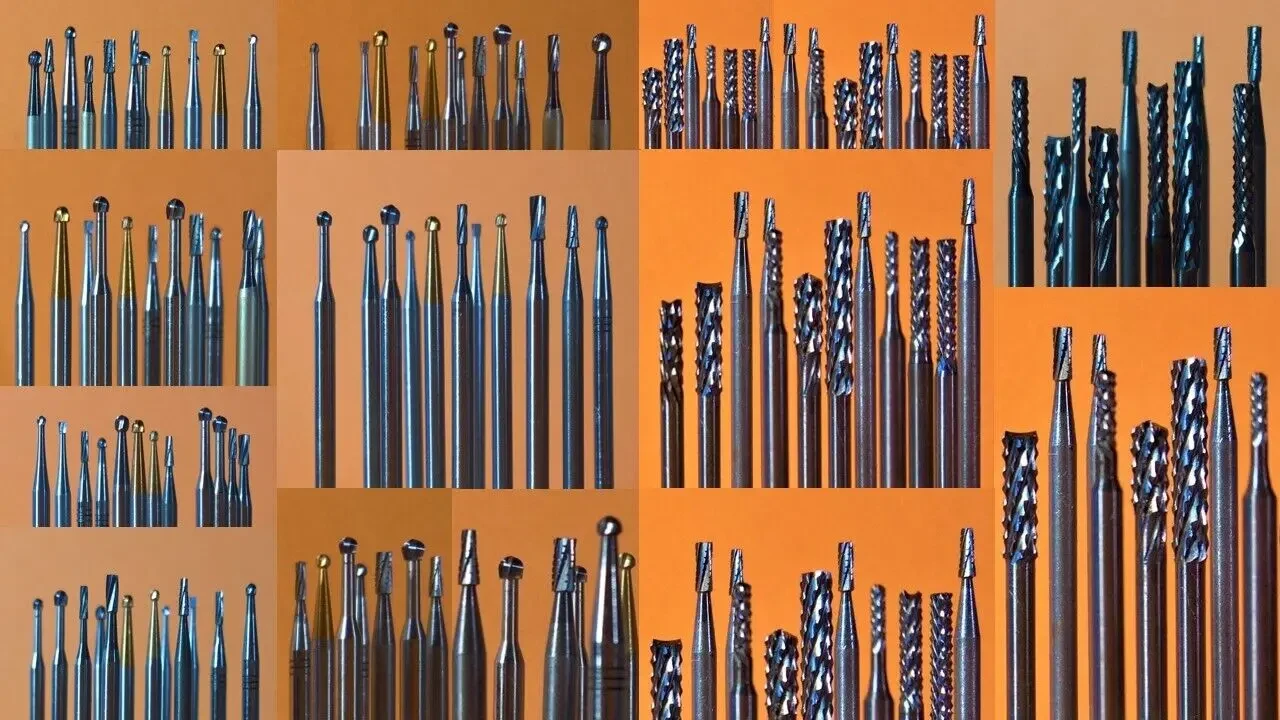 Зуботехнические боры, фрезы и эластичные абразивные инструменты.