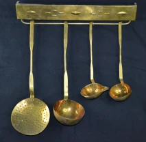 Кухонный набор ложка шумовка подвес латунь Англия.