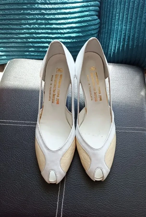 Красивые женские летние туфли бело молочные р.25 на 38 Югославия